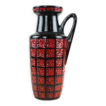 Fat Lava ceramic vase with relief texture, West German pottery, 1970s