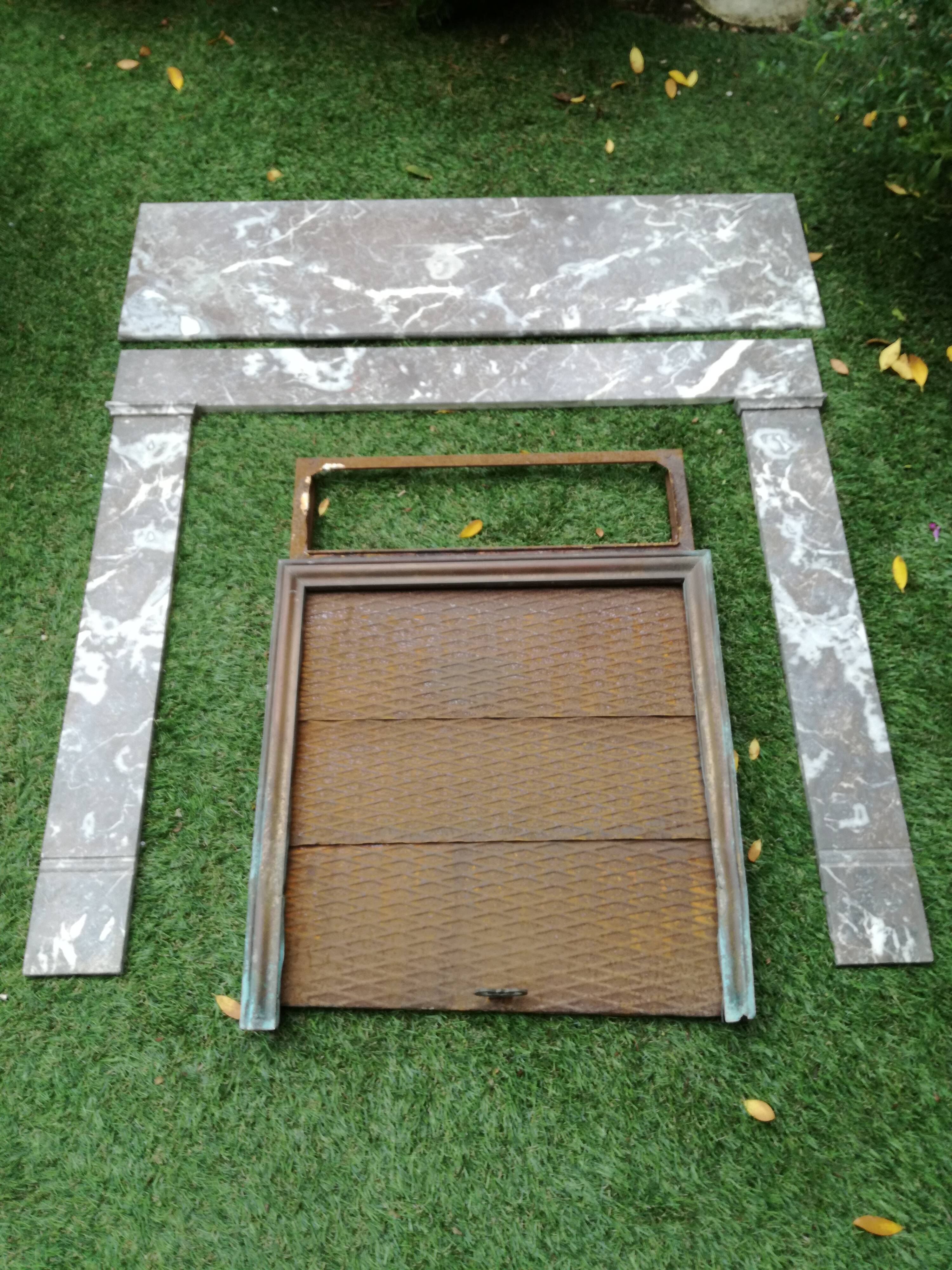 Grey marble fireplace