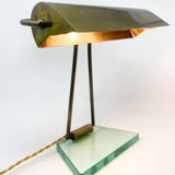 Mid-Century Modern Glass & Brass Table Lamp attributed to Pietro Chiesa, 1950s