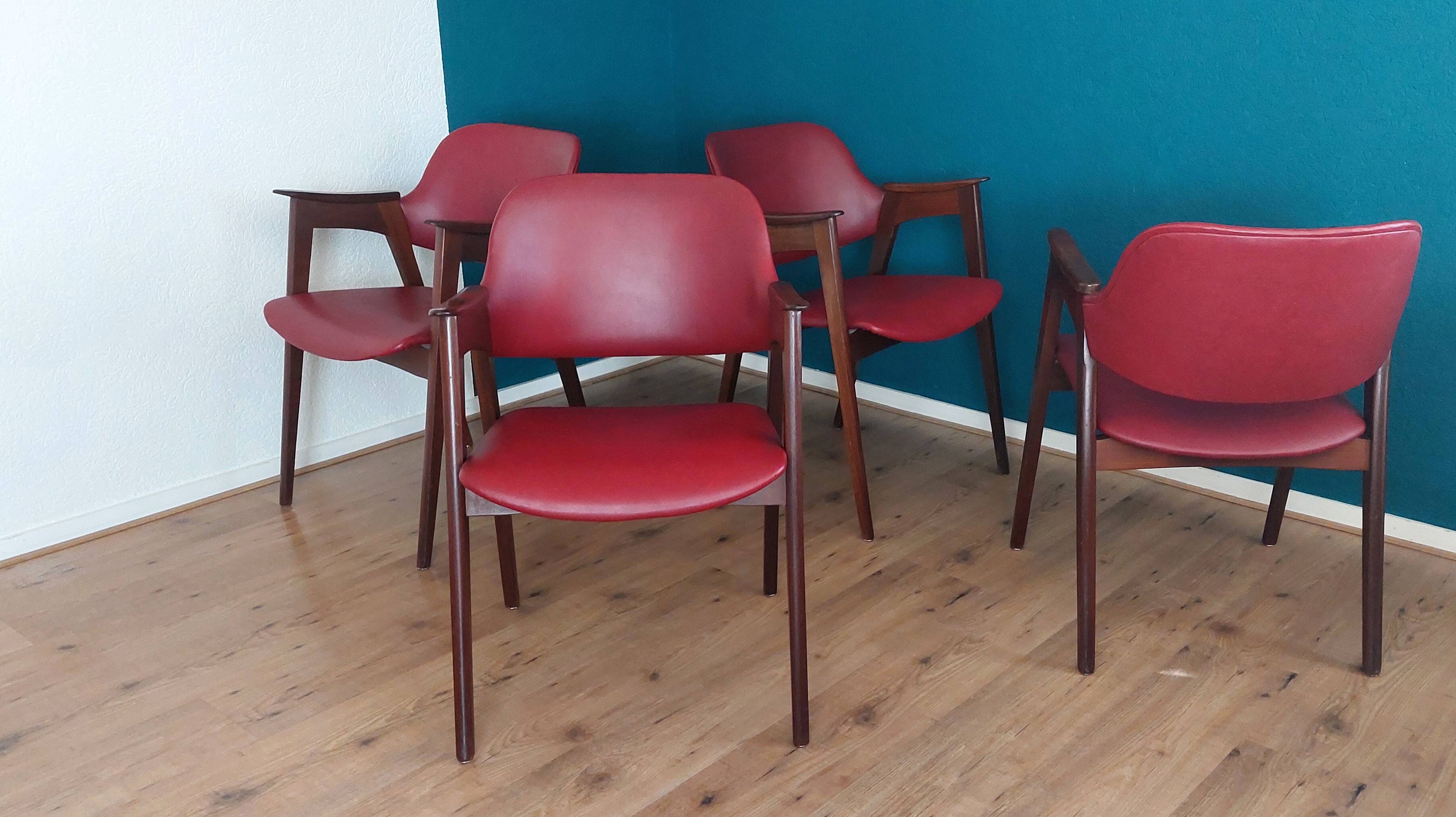 Set of 4 Mid-Century Modern Teak Dining Chairs 1960's