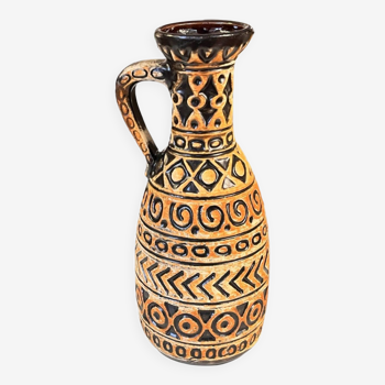 Vase Bay Keramik en céramique noire et marron, Allemagne de l'Ouest années 1960-1970