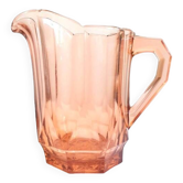 Pichet en verre rose vintage