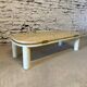 Vintage travertine and golden brass coffee table