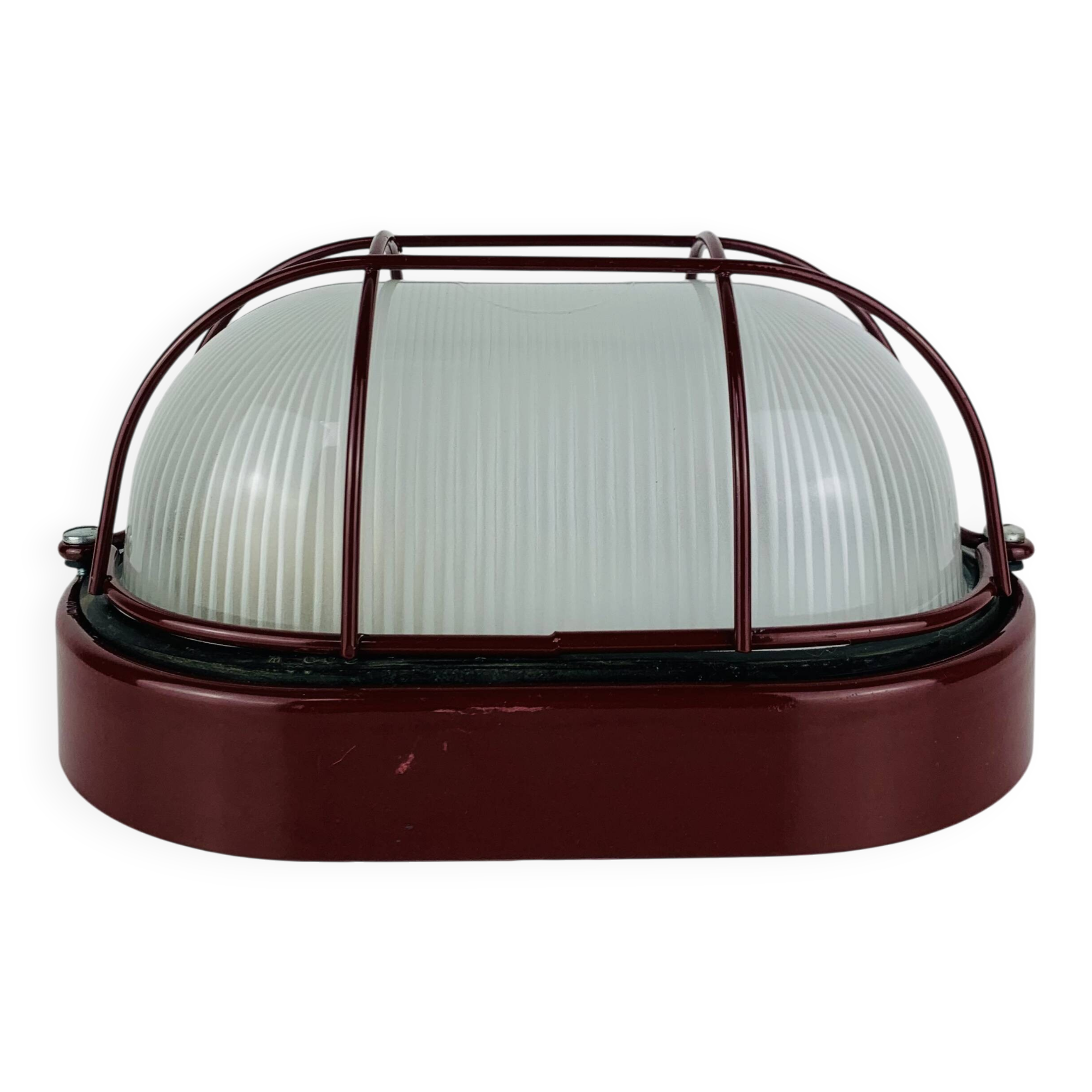 Prisma industrial bulkhead wall light, red, vintage