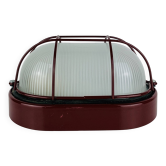 Prisma industrial bulkhead wall light, red, vintage