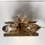 Applique en laiton doré et cristal de Palwa design 1960