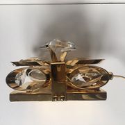 Applique en laiton doré et cristal de Palwa design 1960