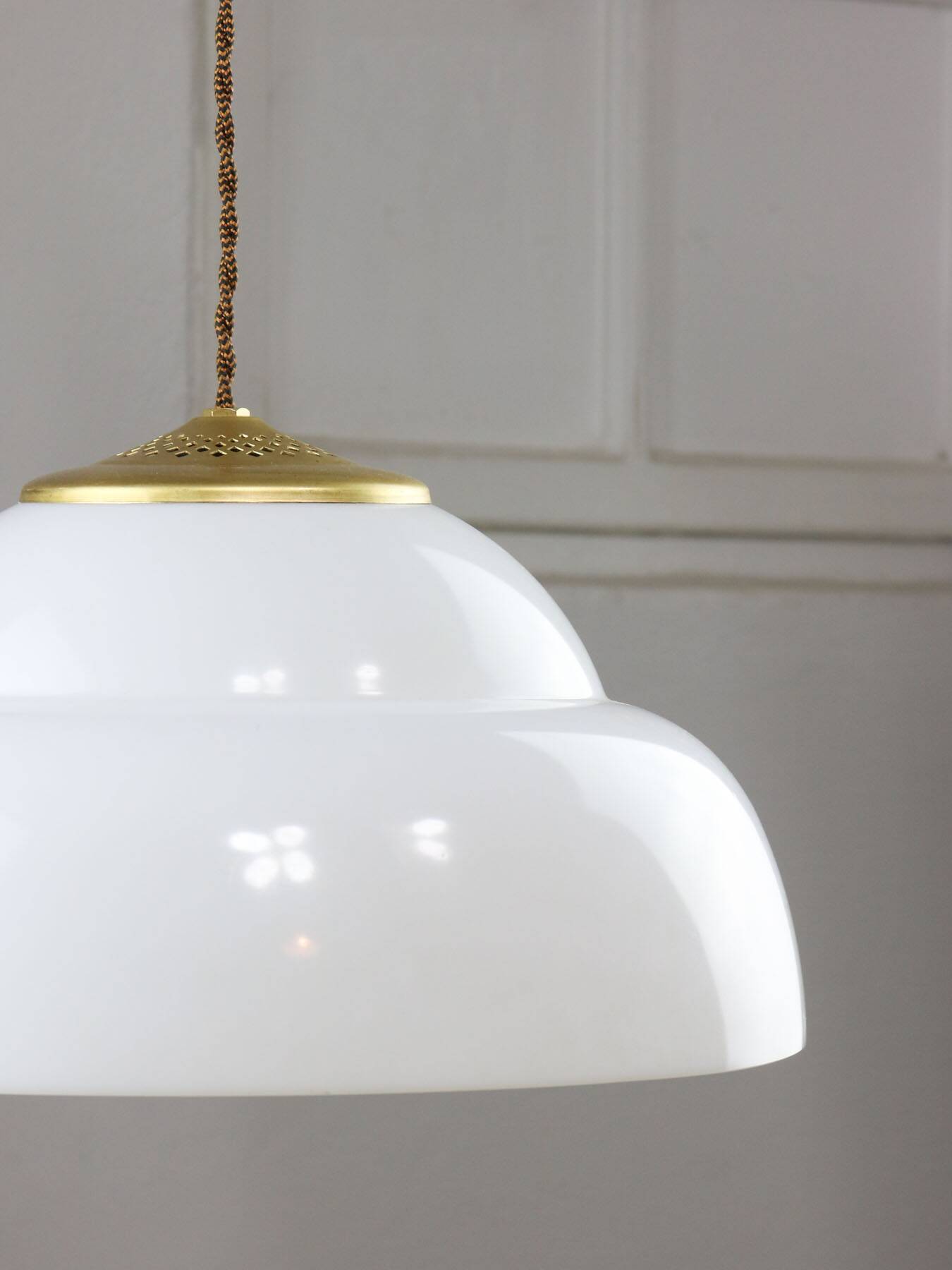 Mid-century Italian Brass and Plexiglass Pendant Lamp
