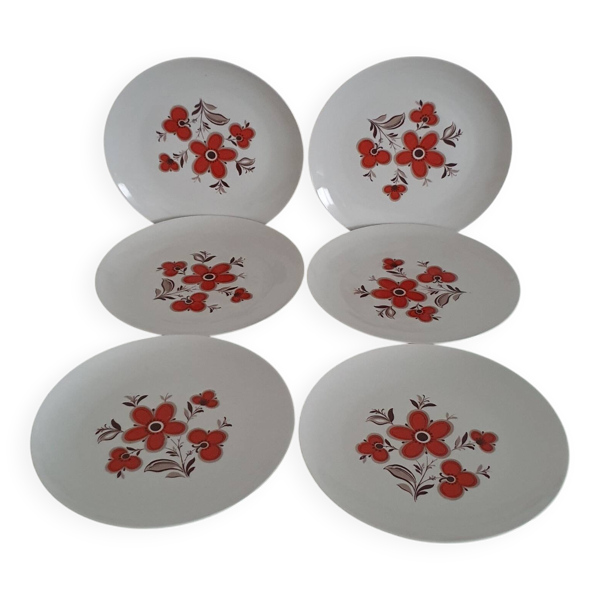 Lot de 6 assiettes plates - Faïencerie Arzberg - 1960/70