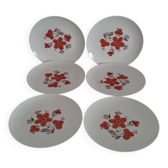 Set of 6 flat plates - Arzberg earthenware factory - 1960/70