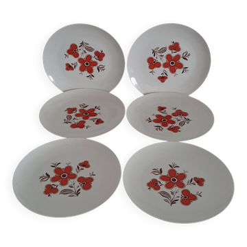Set of 6 flat plates - Arzberg earthenware factory - 1960/70