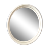 Round mirror Gilac white plastic 70s, 40 cm