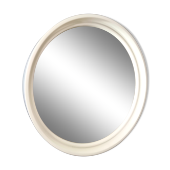 Miroir rond Gilac blanc en plastique années 70, 40 cm