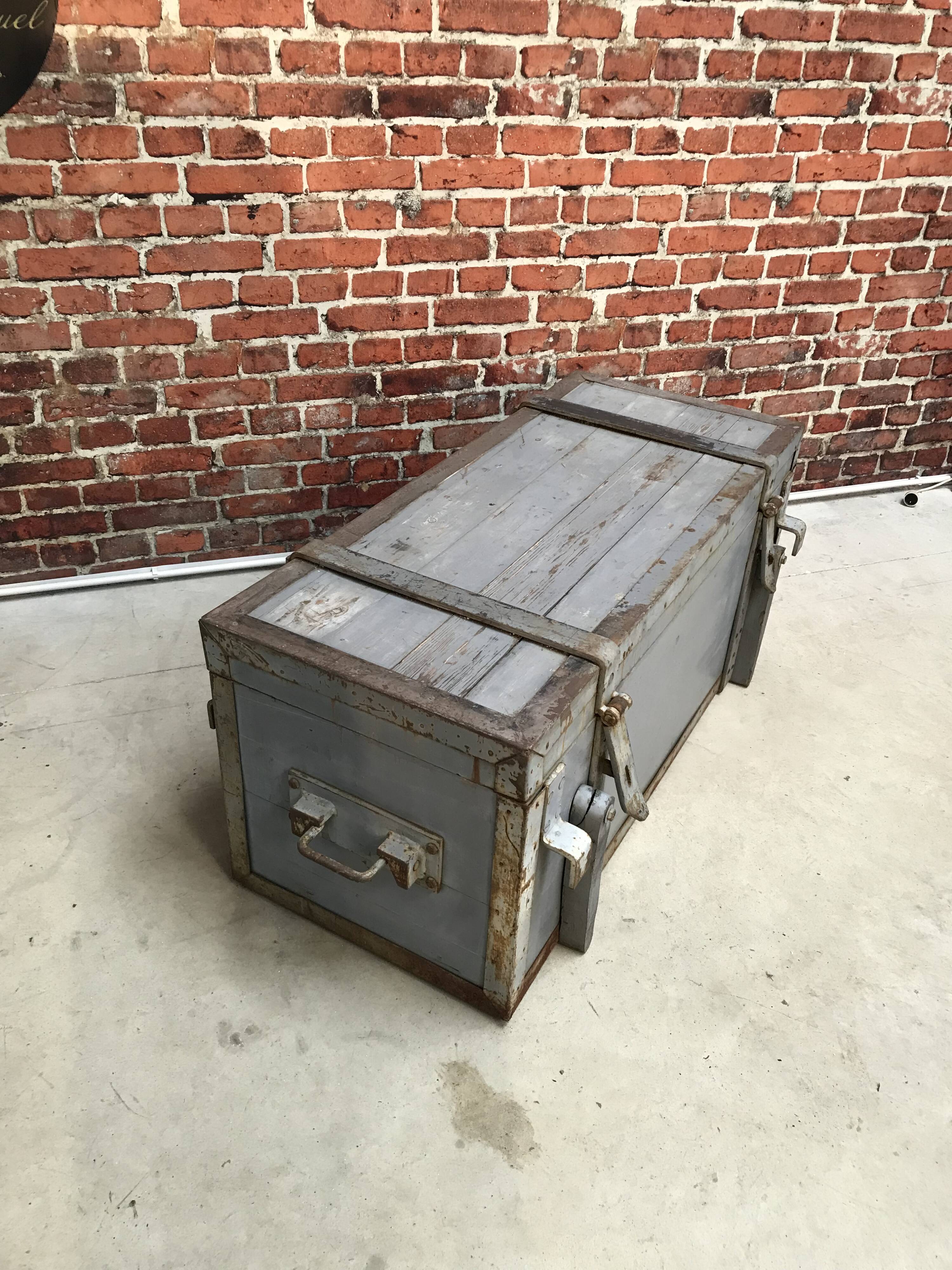 Wooden military transport trunk