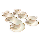 Service à café 6 tasses et sous-tasses en porcelaine de chine Villeroy & Boch 1960