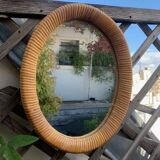 Miroir en rotin vintage