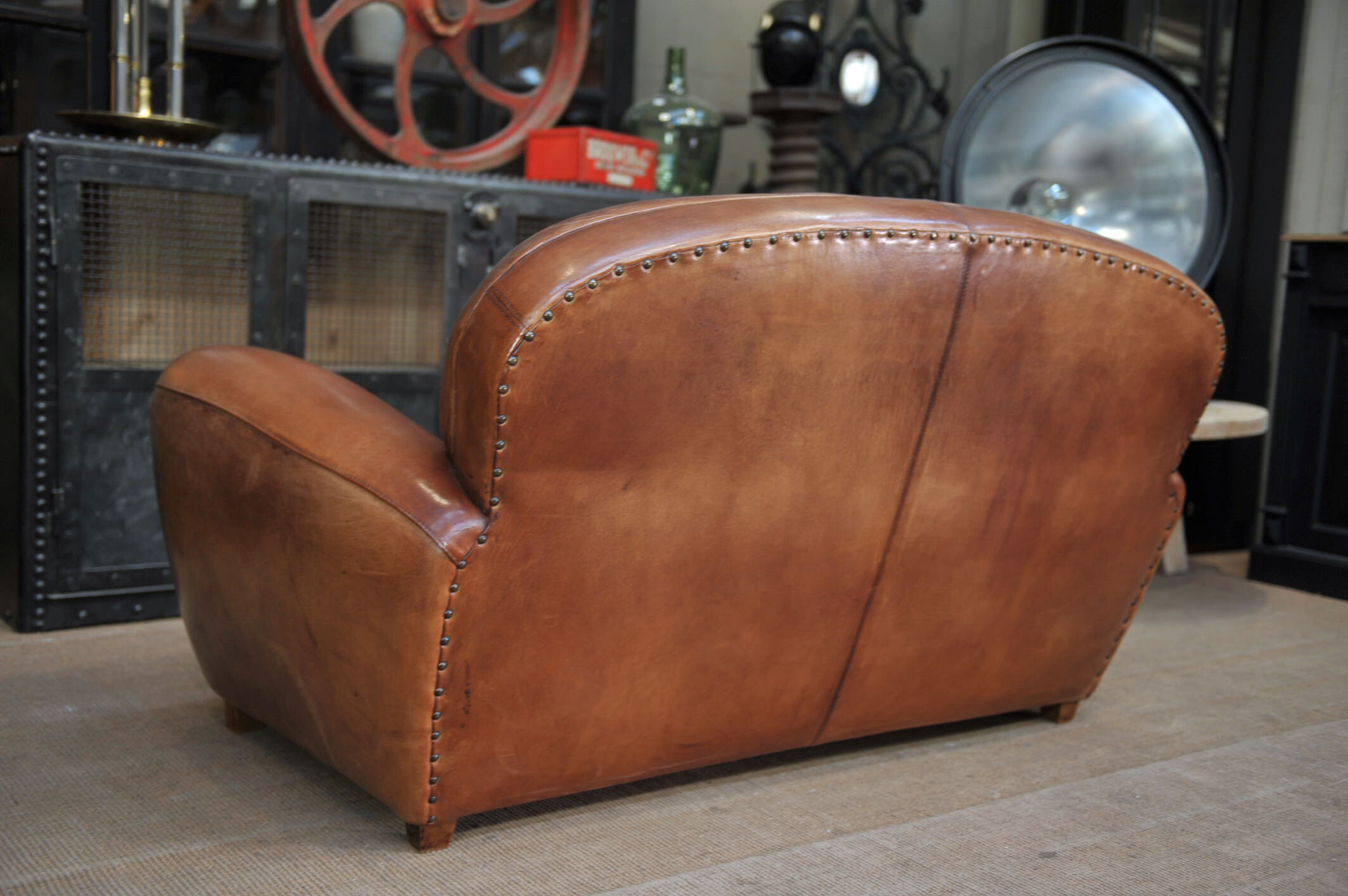 Vintage 3-seater leather club sofa