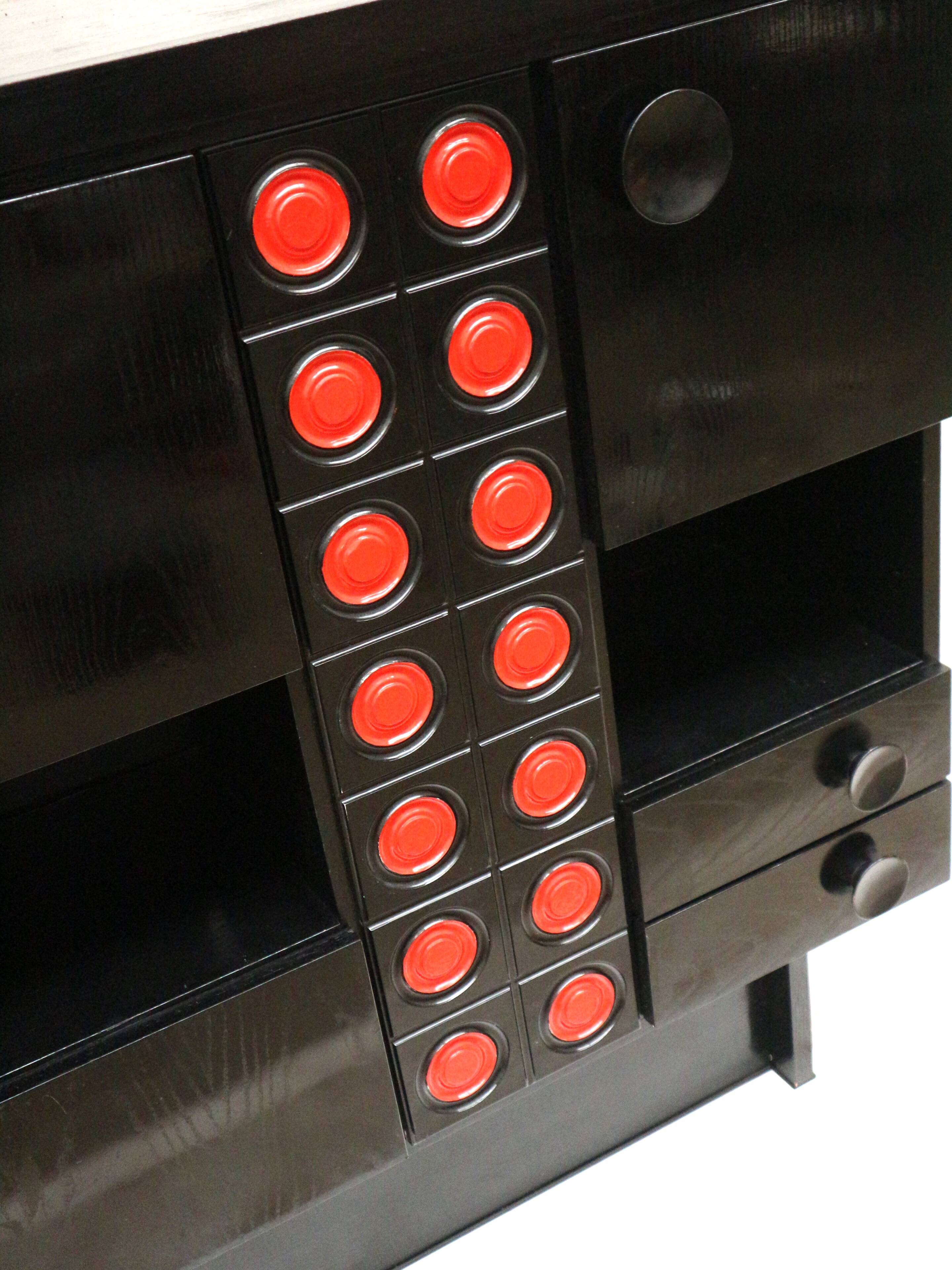 Vintage black Brutalist bar cabinet / sideboard