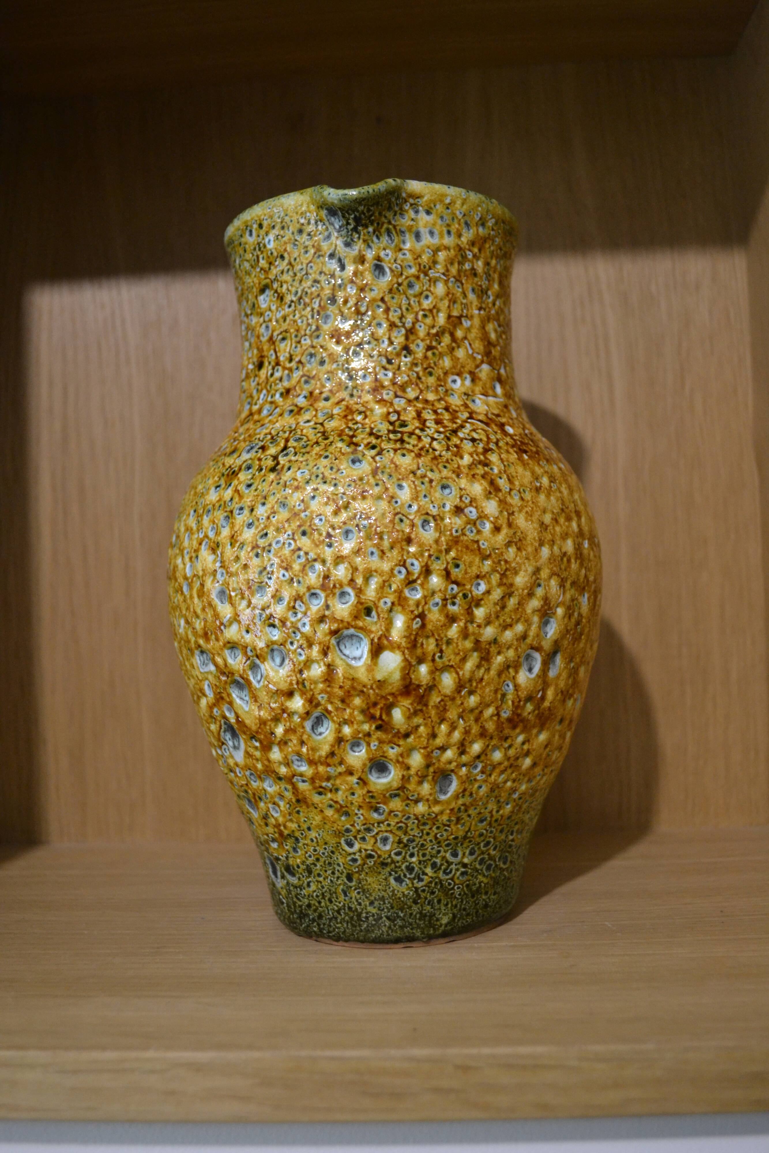 Handmade honey enamel pitcher