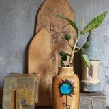 Ceramic vase "Poterie du Colombier" vintage blue sun