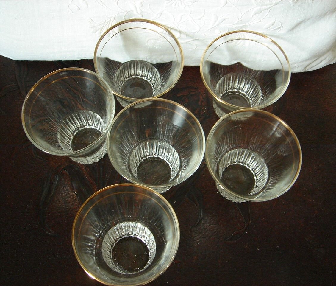 Lot 6 glasses gilding art deco 30/50 years golden circles