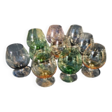 Set of 10 colored stemmed glasses