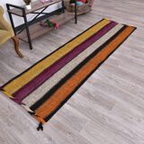 2x8 Purple Orange Kilim Runner Rug 71x24Cm