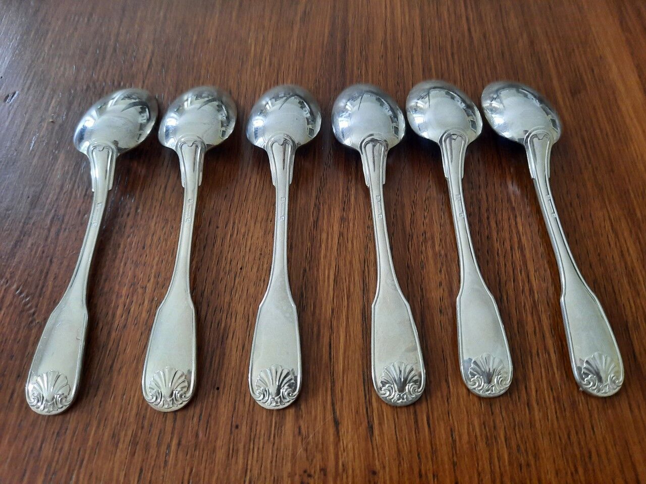 Set of 6 small silver metal spoons