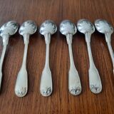 Set of 6 small silver metal spoons