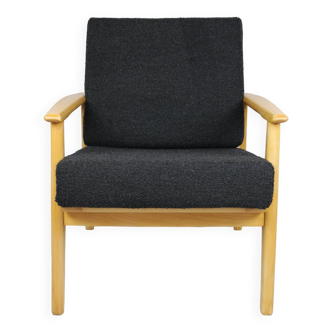 Danish Black Boucle Armchair, 1970s