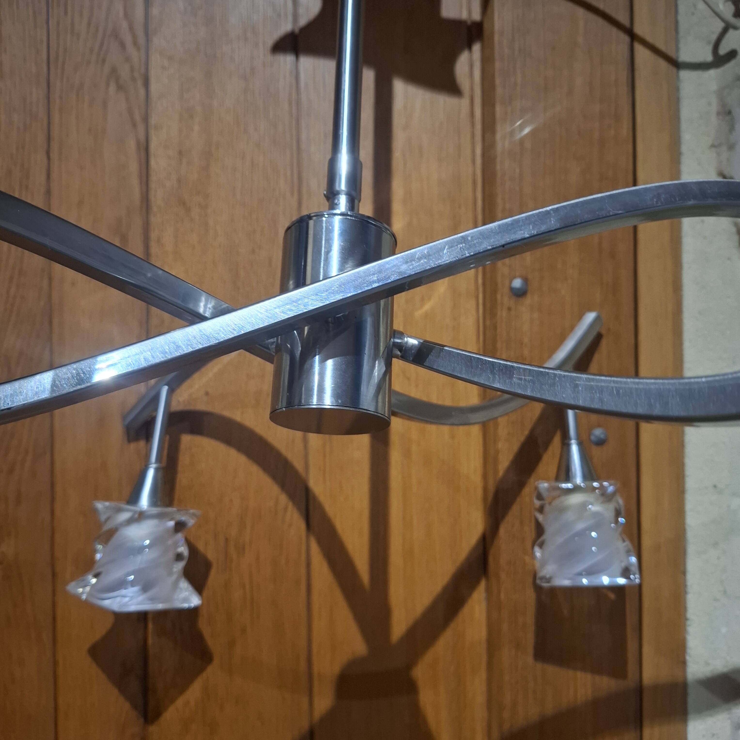 Lustre Salomon à 6 branches inox brossé