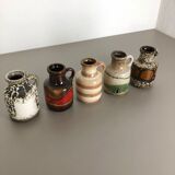 Ensemble de cinq vases Fat Lava « 414-16 » fabriqués par Scheurich, Allemagne