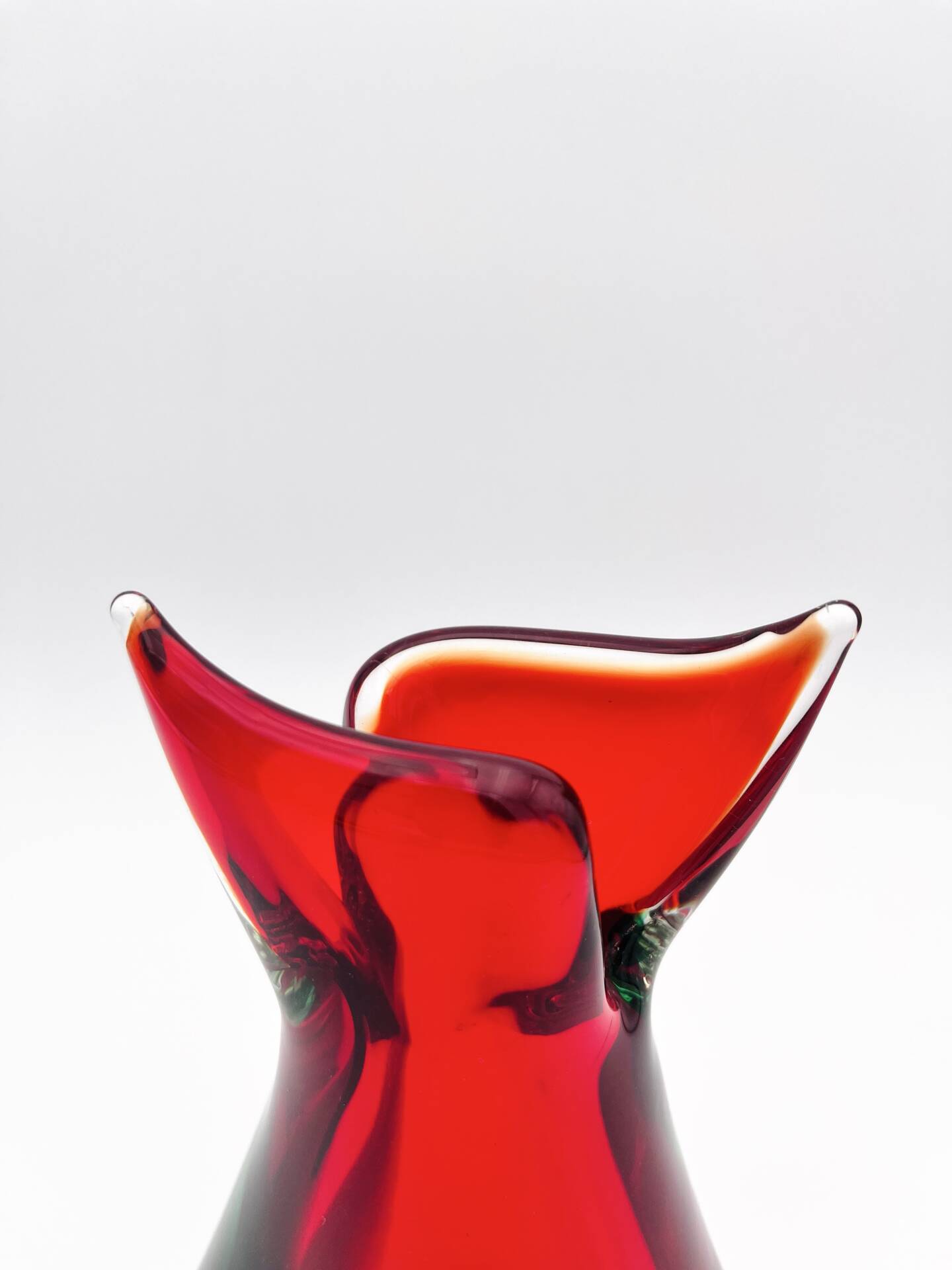 Vase sculpture murano michele onesto oball sommerso rouge vert 23.5cm