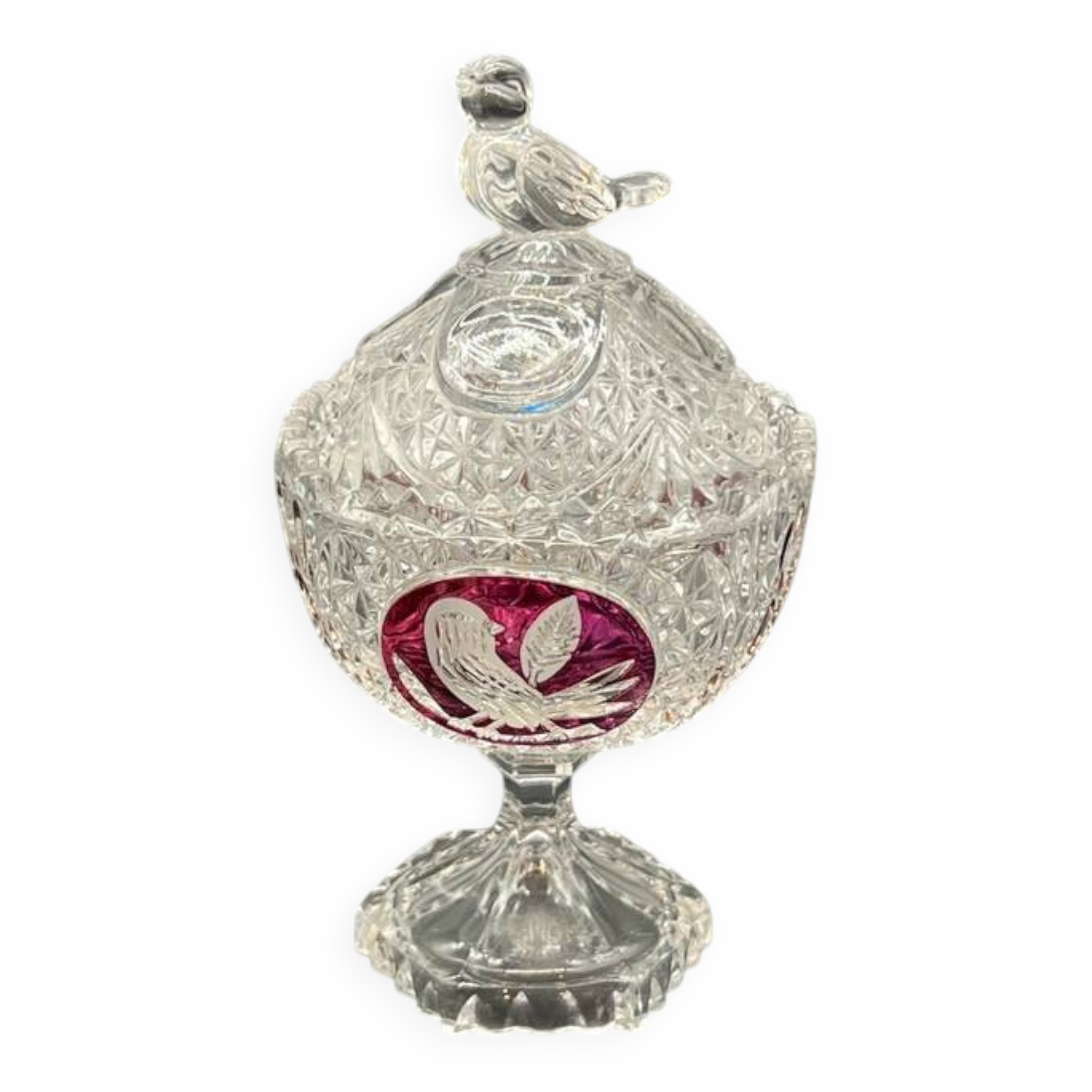 Hofbauer Crystal Candy Box - "Ruby Birds" Model