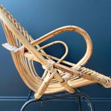 Paire de fauteuils corbeille en rotin - vers 1960.