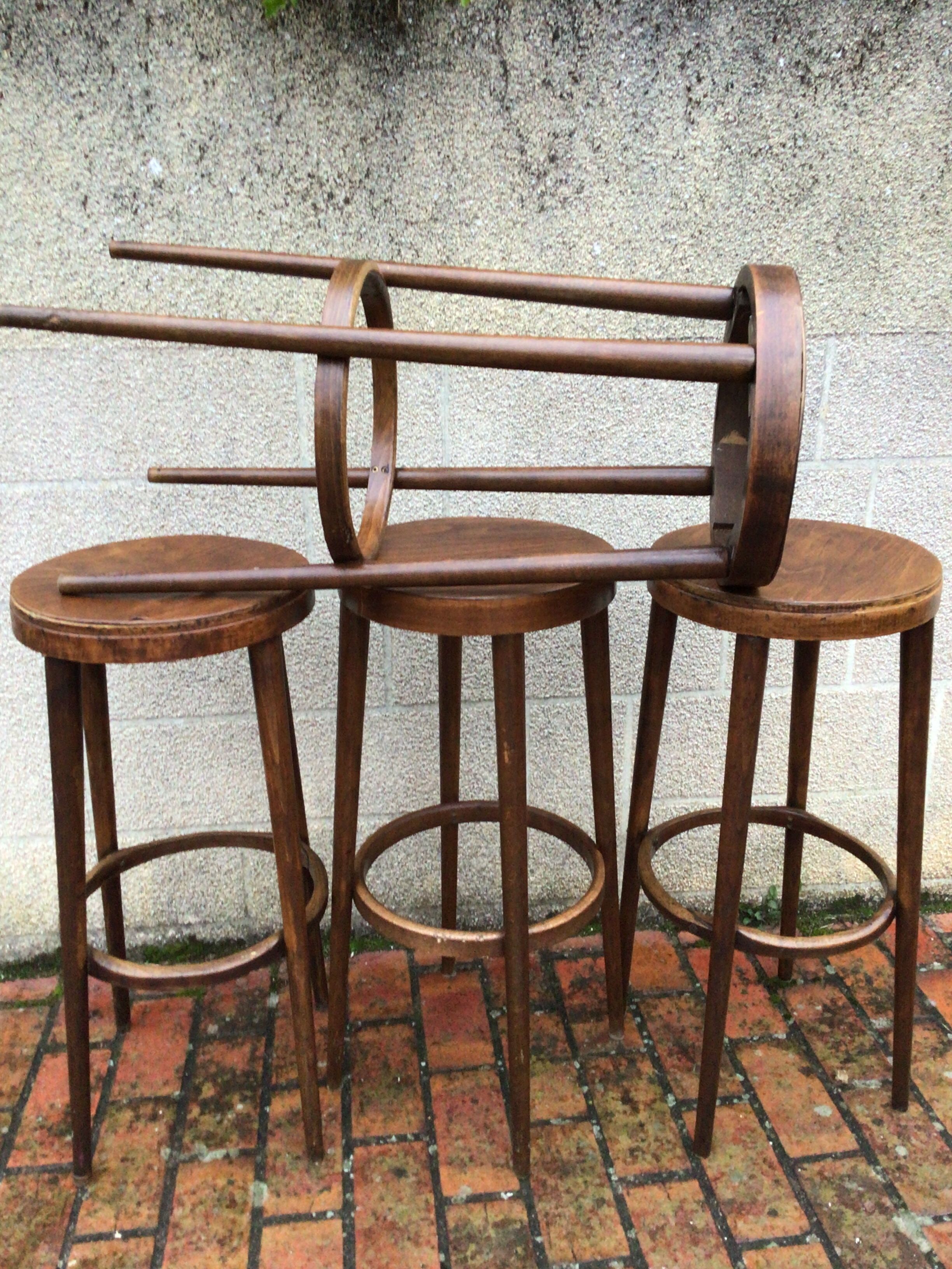 Set of 4 Bauman bar stools