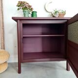 Bahut old art deco flowers garnet pink