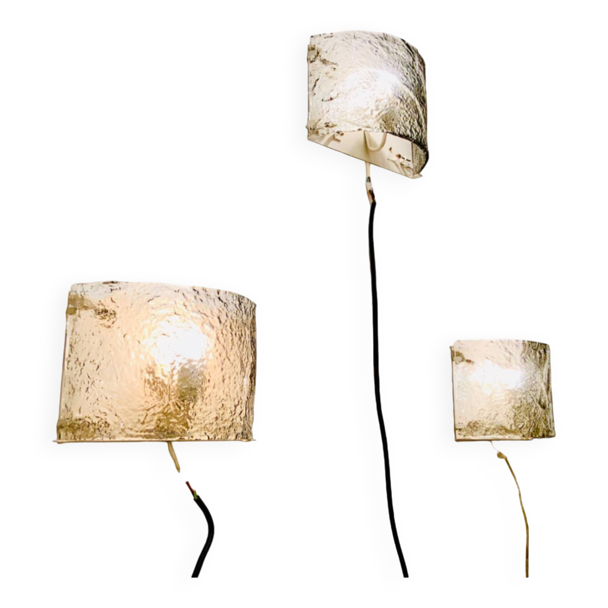 Set of 3 Italian Wall Lamps from the 1970s by Carlos Nazon for Mazzega