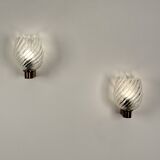 Pair of Spiral-Glass Wall Sconces, Barovier & Toso, 1940s