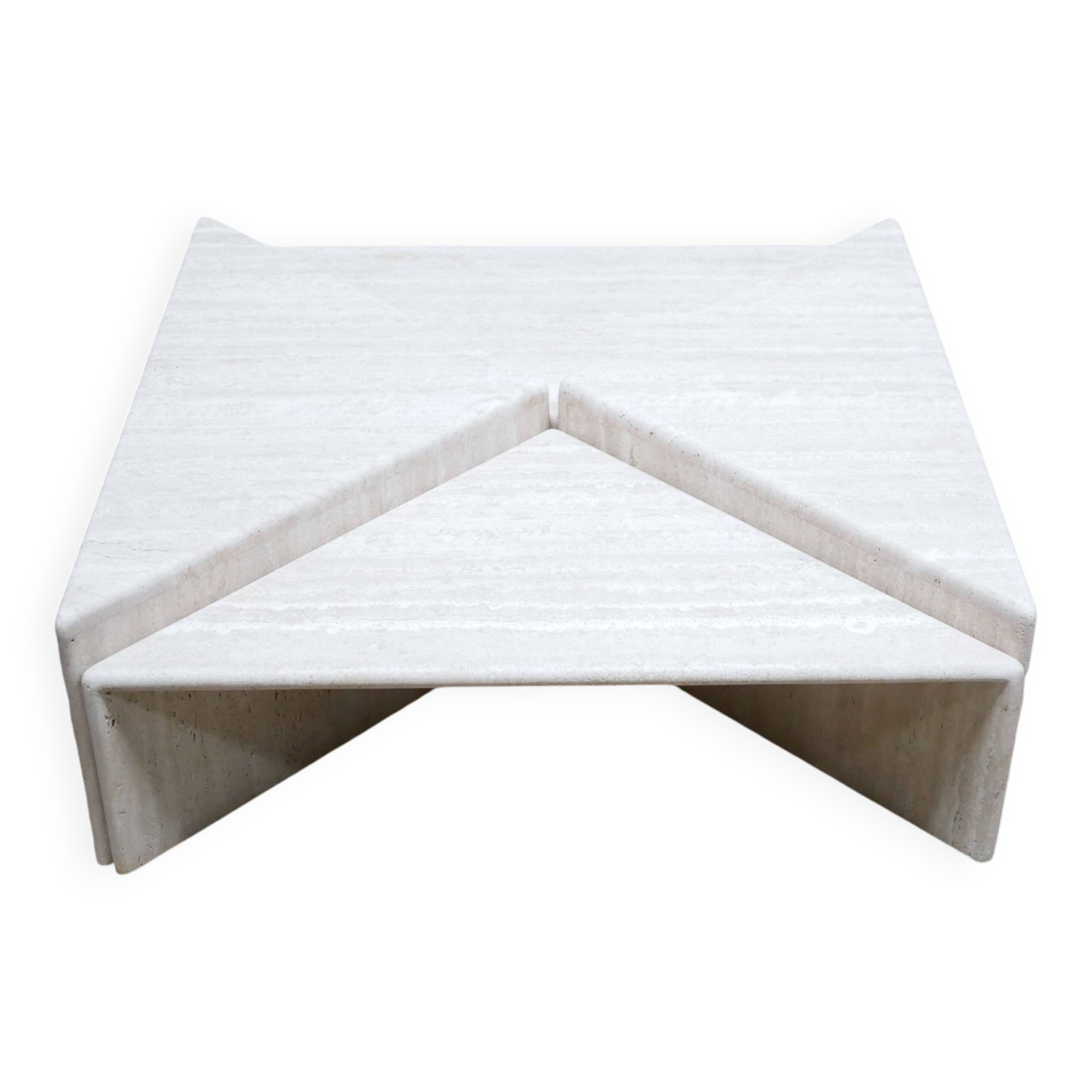 Vintage travertine coffee table published by Roche Bobois