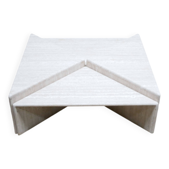 Vintage travertine coffee table published by Roche Bobois