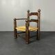 Brutalist French low rush oak side armchair by Charles Dudouyt ca 1940s