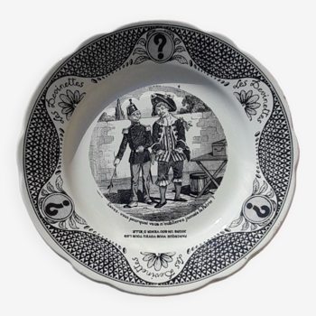 Talking plate in earthenware Sarreguemines riddles n°4