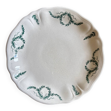 Compote dish or antique footed plate in ironstone - Villey de Longc