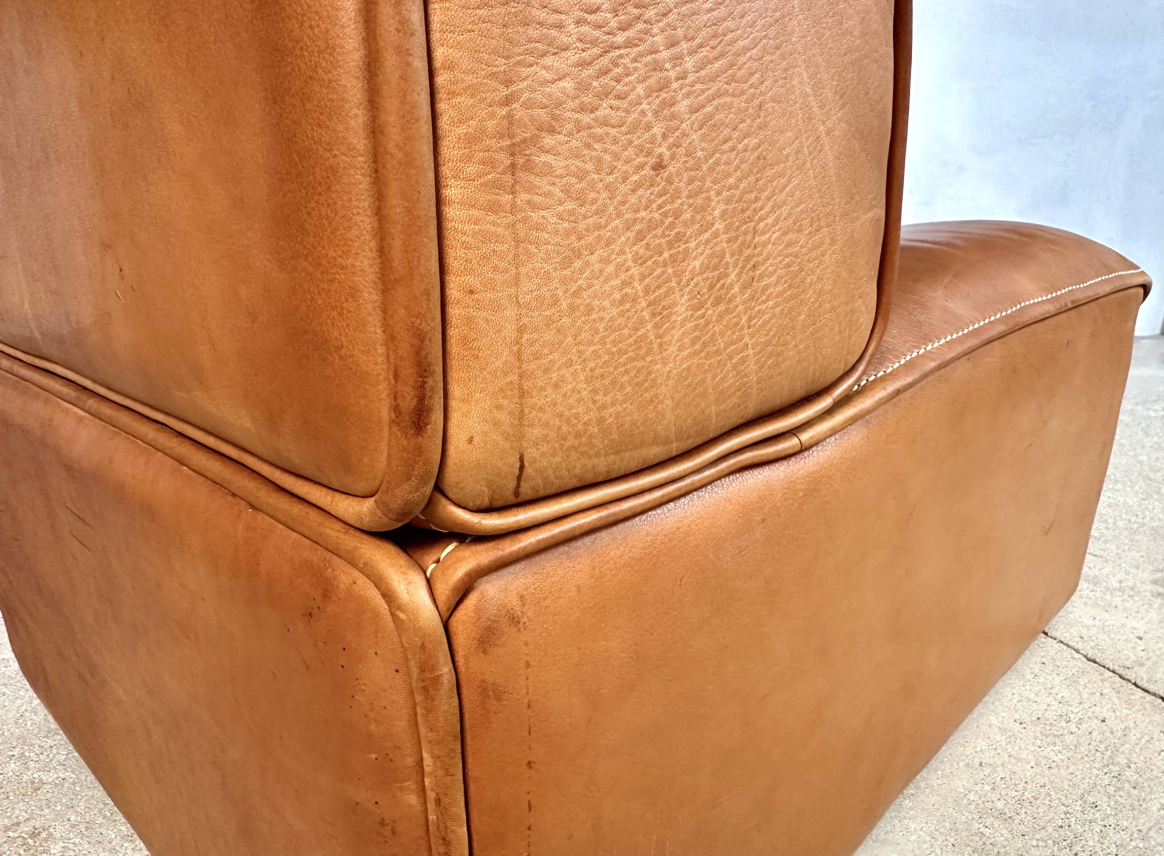 Brutalist Style DS-15 Leather Lounge Chair from De Sede, Switzerland 1970s