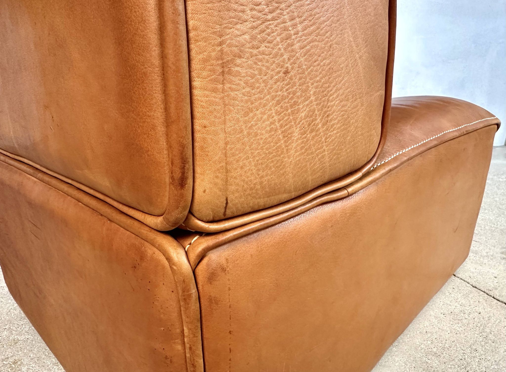 Brutalist Style DS-15 Leather Lounge Chair from De Sede, Switzerland 1970s