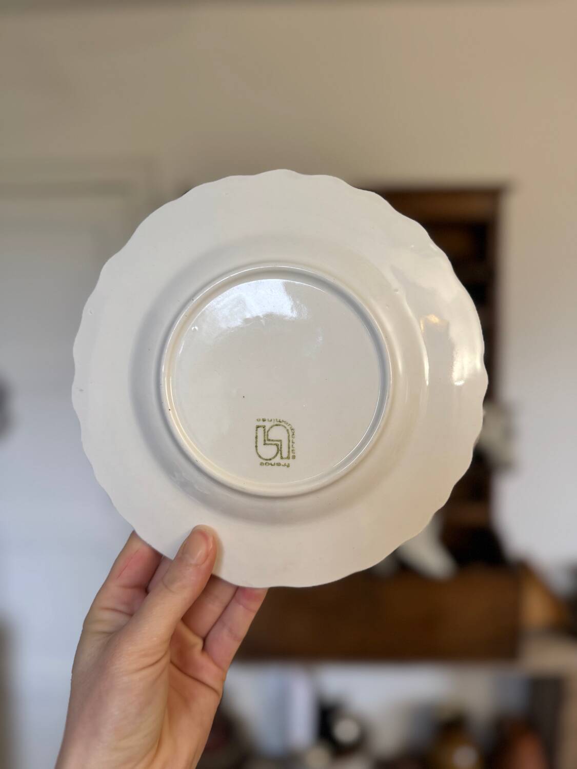 Vintage white slip plates