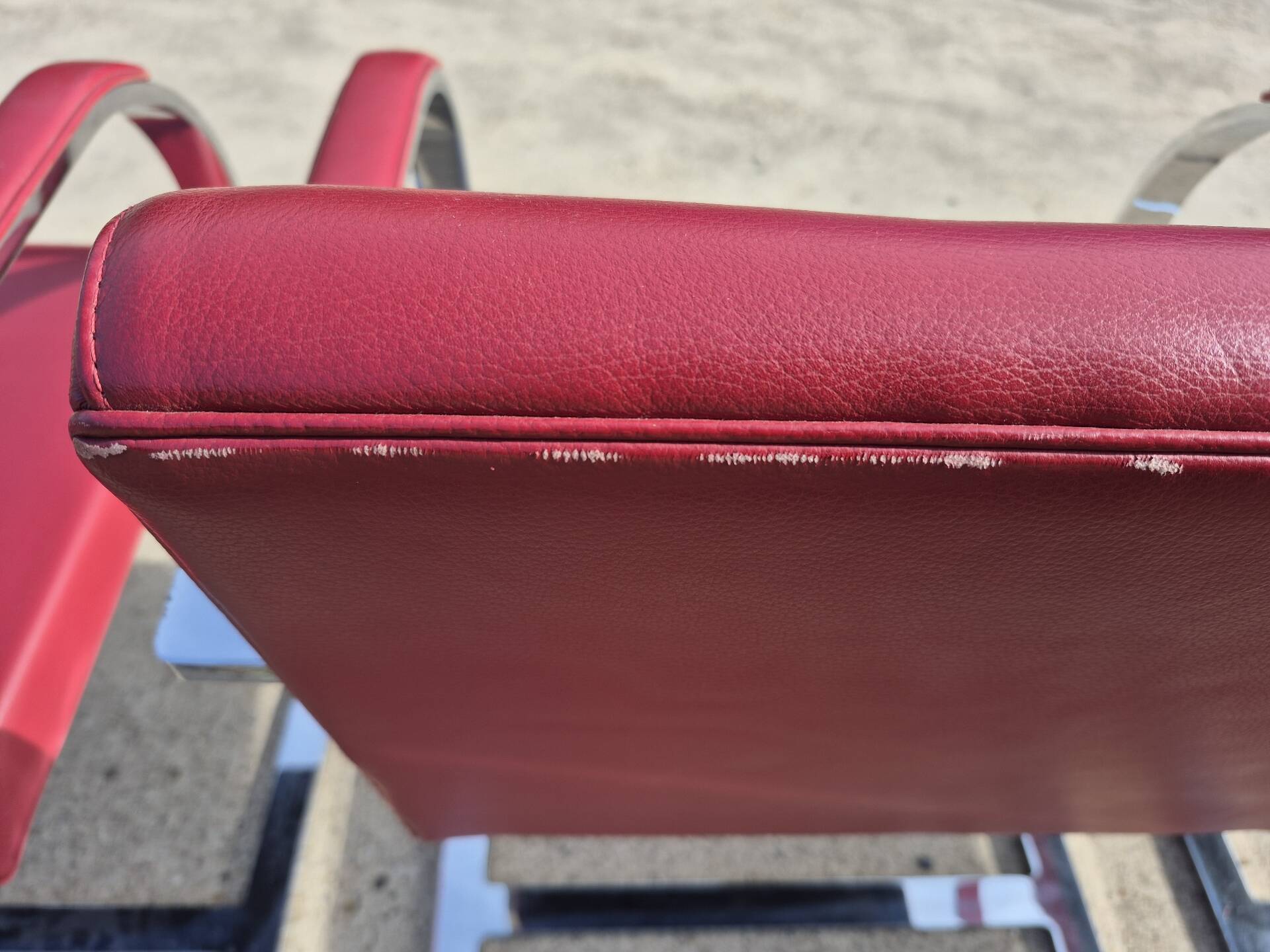 Set 4 - red chrome Brno armchair flat bar- Ludwig Mies vd Rohe bauhaus