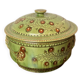 Soupière vintage en poterie de J.C. Hermann à Évires – décor d'oiseaux