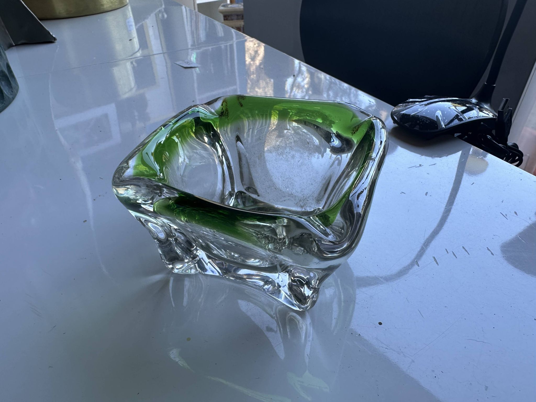 Green crystal ashtray